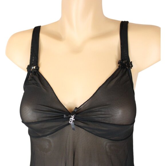 Hustler Baby Doll Set Nightie and G-String Panties Small Black Sheer N125 - Picture 9 of 14